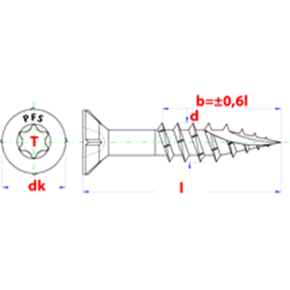 Afbeeldingen van PFS+ houtschroef torx  Ø6x220 wit verzinkt (100st)